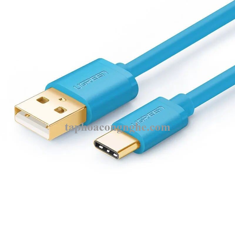 Ugreen 10658 3M Màu xanh dương Cáp Usb 2.0 Sang Type C mạ vàng US141 30010658